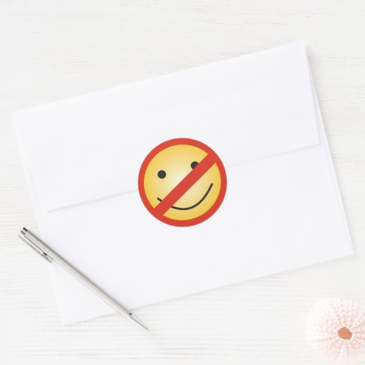Geen glimlachzone ronde sticker (Envelop)