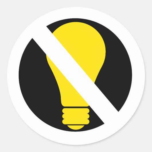 geen gloeilampen ronde sticker (Voorkant)