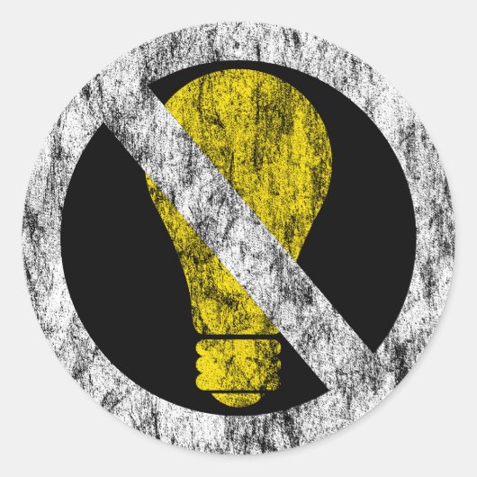 geen gloeilampen ronde sticker (Voorkant)