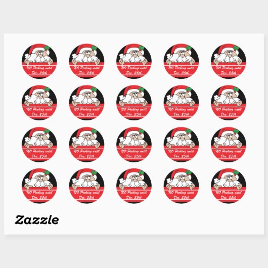 Geen gluiperende kerstman ronde sticker (Vel)