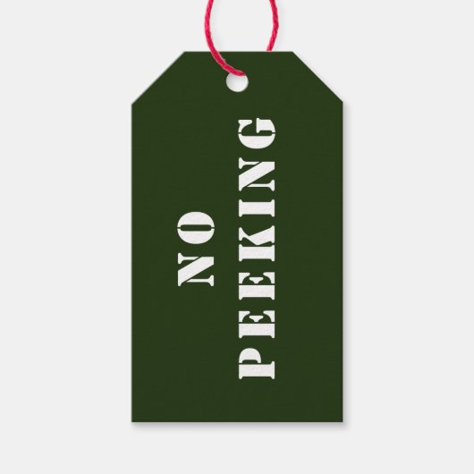 Geen gluren groen en wit vakantie cadeau Label Cadeaulabel (Voorkant)