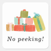 Geen gluren Kleurrijke Waterverf Kerstcadeaus Vierkante Sticker (Voorkant)
