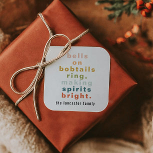 Geen gluren Kleurrijke Waterverf Kerstcadeaus Vierkante Sticker