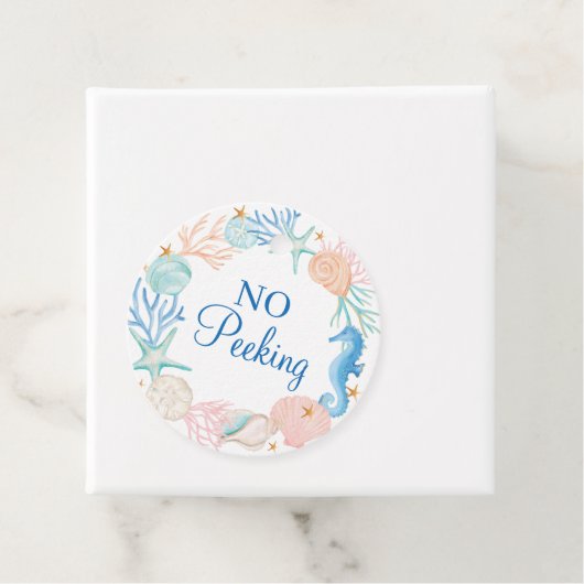 Geen gluren oceaan Waterverf schelp krans Bedankjes Labels (In situ)