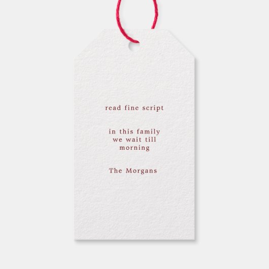 Geen gluren rood en wit vakantie cadeau Label Cadeaulabel (Achterkant)