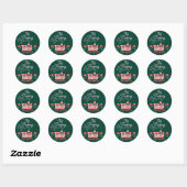 Geen gluren roze trein monogram groen ronde sticker (Vel)