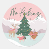 Geen gluren Schattige bosbeest Ronde Sticker (Voorkant)