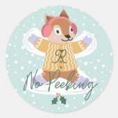 Geen gluren Schattige Woodland Eekhoorn Sneeuwenge Ronde Sticker (Voorkant)