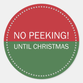 Geen gluren tot Kerstmis Rood en Groen Ronde Sticker