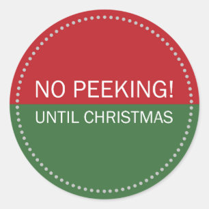 Geen gluren tot Kerstmis Rood en Groen Ronde Sticker