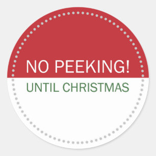 Geen gluren tot Kerstmis Rood Wit Ronde Sticker