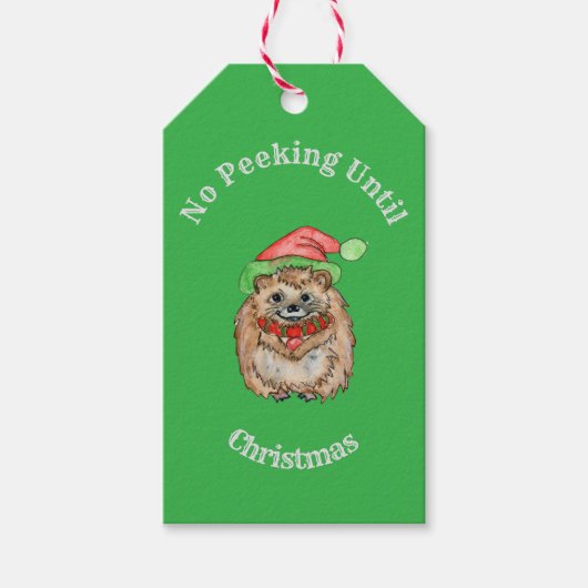 Geen gluren tot Kerstmis Schaap Gift T Cadeaulabel (Voorkant)