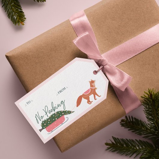 Geen gluren Woodland Fox & Tree Levering Cadeaulabel