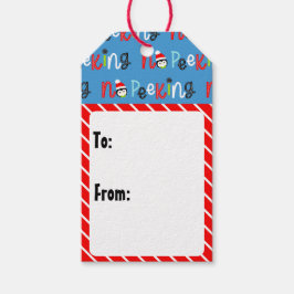 Geen glurende Schattigee grillige Kinder kerst Cadeaulabel