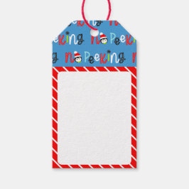 Geen glurende Schattigee grillige Kinder kerst Cadeaulabel