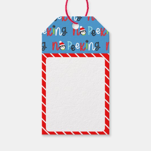 Geen glurende Schattigee grillige Kinder kerst Cadeaulabel (Voorkant)