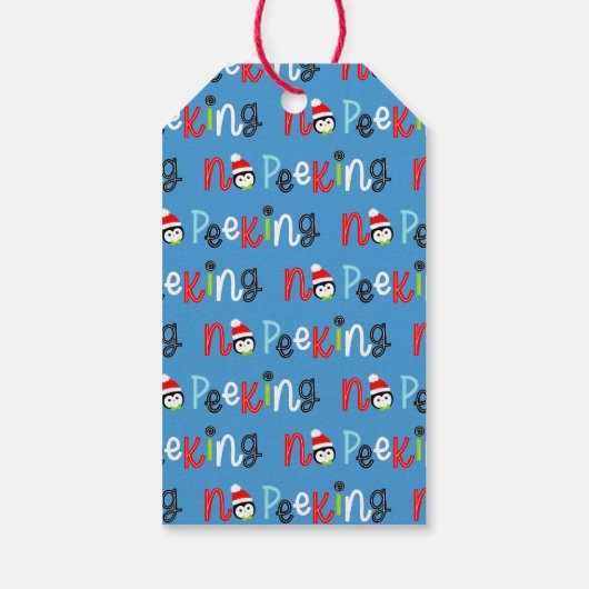 Geen glurende Schattigee grillige Kinder kerst Cadeaulabel (Achterkant)