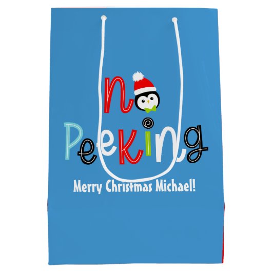 Geen glurende Schattigee grillige Kinder kerst Medium Cadeauzakje (Achterkant)