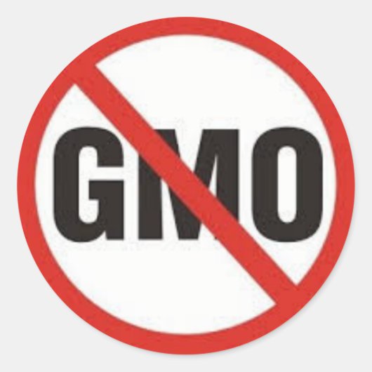 Geen GMO Symbol.jpg Ronde Sticker (Voorkant)