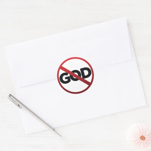 Geen God Ronde Sticker (Envelop)