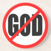 "GEEN GOD" ZANDSTEEN ONDERZETTER (Voorkant)