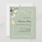 Geen gold baubles bow Christmas Party invitation (Voorkant)