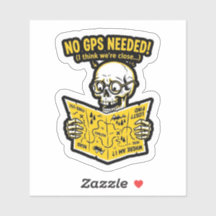 Geen GPS Nodig Sticker — Grappige Biker Schedel Ka
