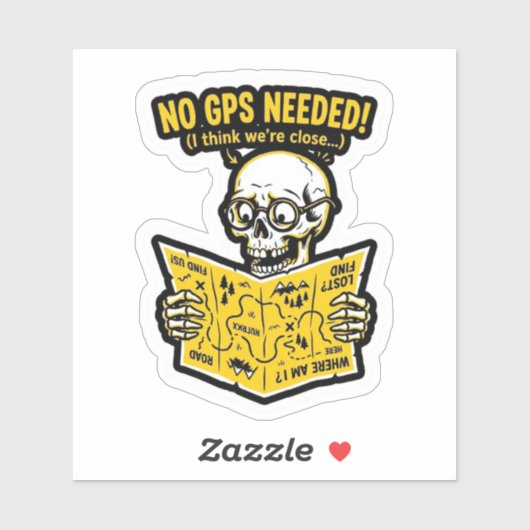 Geen GPS Nodig Sticker — Grappige Biker Schedel Ka (Vel)