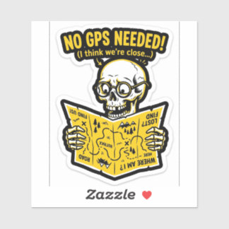Geen GPS Nodig Sticker — Grappige Biker Schedelkaa