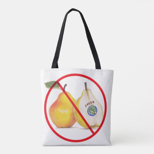 Geen grappen in een peer canvas tas (Achterkant)