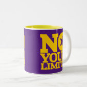 Geen grenzen! Gouden Tekst Paarse BG Tweekleurige Koffiemok (Voorkant rechts)