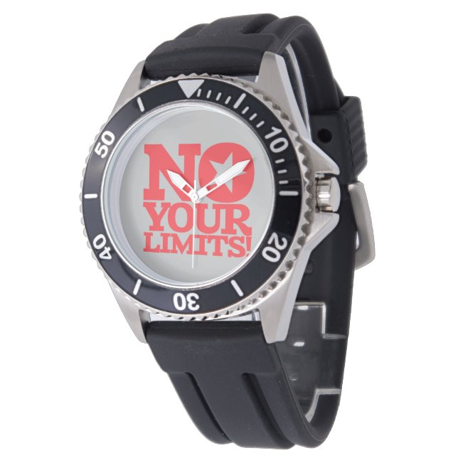 Geen grenzen! Rode tekst Horloge (Gekanteld)