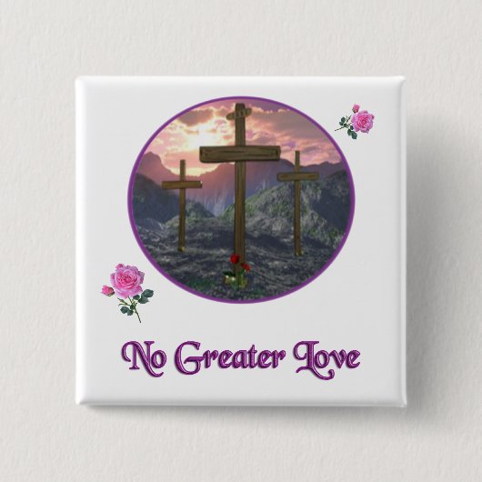 Geen groter liefdeskruis vierkante button 5,1 cm (Voorkant)