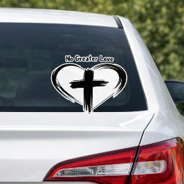 Geen Grotere Liefde Kruis Zwarte Hart  Sticker
