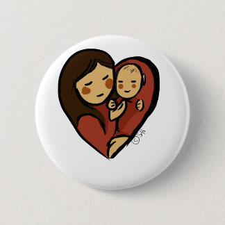 Geen grotere liefde, mama en baby ronde button 5,7 cm
