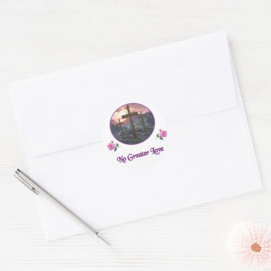 Geen grotere liefde ronde sticker (Envelop)