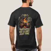 Geen Guts Geen Glory Schedel Biker Opstaan en Werk T-shirt (Achterkant)