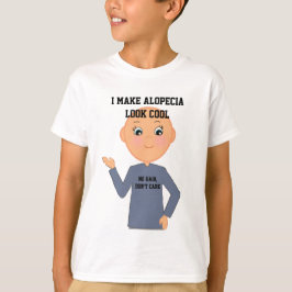 'Geen haar, geen zorgen' kleine jongen met Alopeci T-shirt