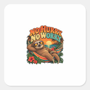 Geen Haast Geen Zorgen Luiaard Strand Vakantie Sti Vierkante Sticker