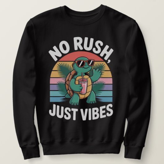 Geen Haast, Gewoon Sfeer Grappige Schildpad Retro Trui (Design voorkant)