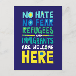 Geen haat Geen angst voor vluchtelingen en immigra Briefkaart