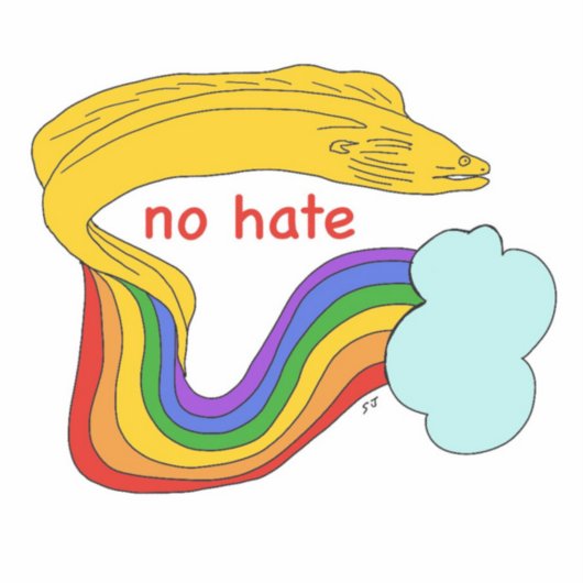 Geen haat moray eel sticker (Voorkant)