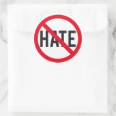 Geen haat, verbodsbord ronde sticker (Tas)