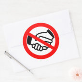 Geen hand schudden ronde sticker (Envelop)