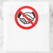 Geen hand schudden ronde sticker (Tas)
