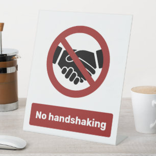 Geen handschudden reclamebord met voetstuk