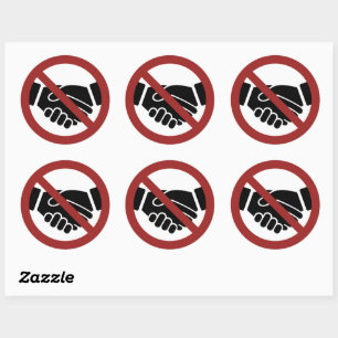 Geen handschudden ronde sticker