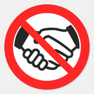 Geen handschudden ronde sticker