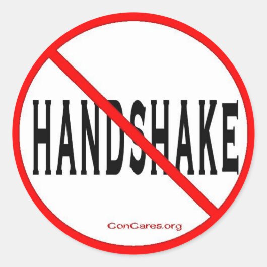 Geen Handshake-3 Inch Sticker-Sheet van 6 Ronde Sticker (Voorkant)
