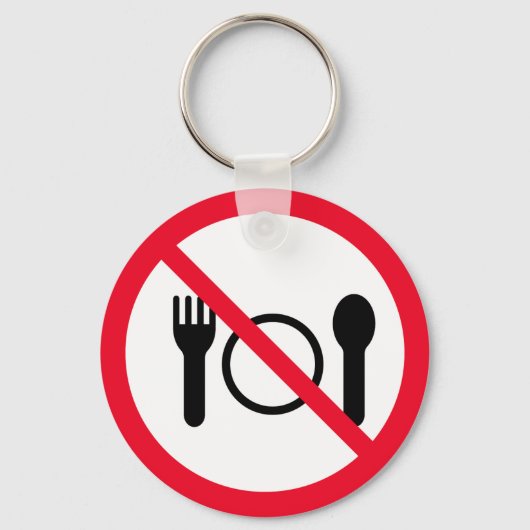 Geen het eten vectorteken | Metal Circle-Sleutelha Sleutelhanger (Voorkant)